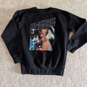 PLAYBOY Black Graphic Crewneck Sweater Medium